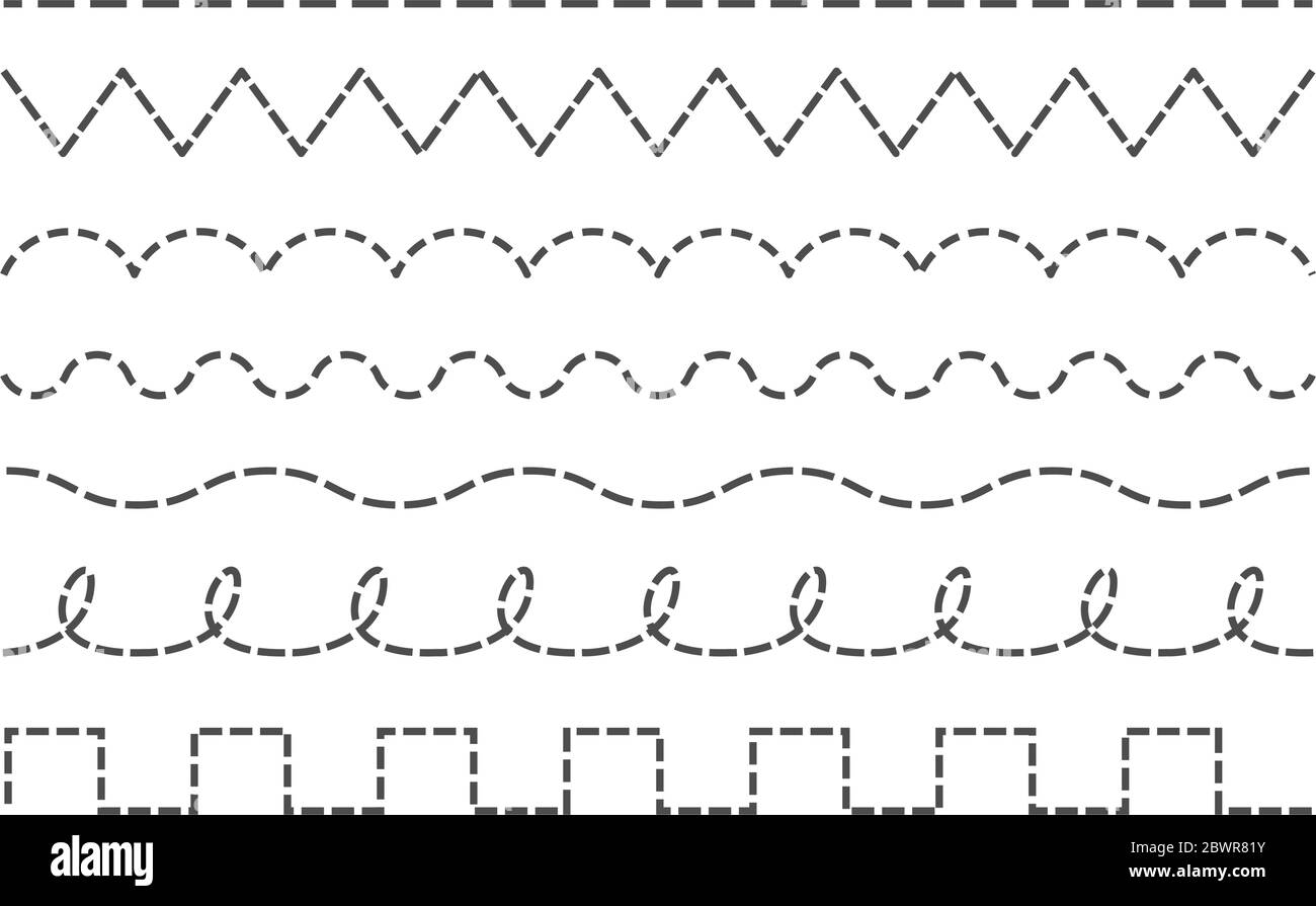 Collection of dash line stroke vector set - Vector illustration Stock ...