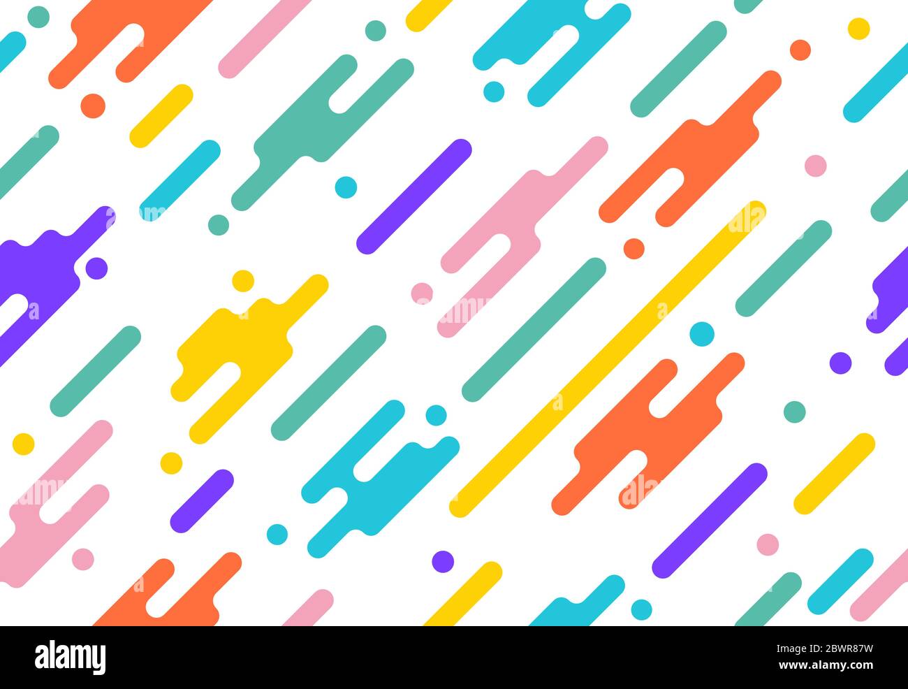 Seamless pattern of abstract liquid design elements on white background Stock Vector