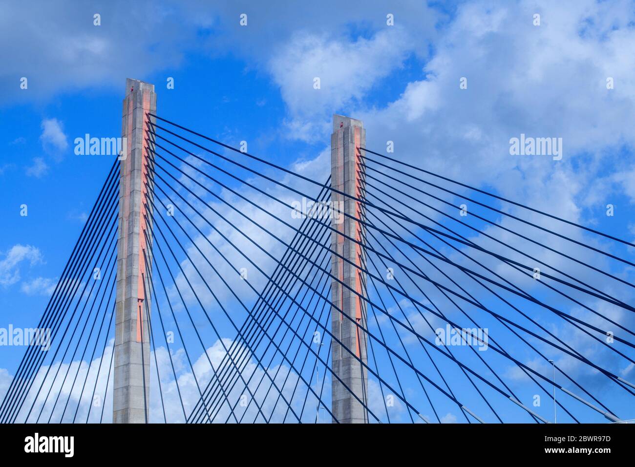 Martinus Nijhoff Bridge, Waal River, Zaltbommel, Gelderland, Netherlands. Stock Photo