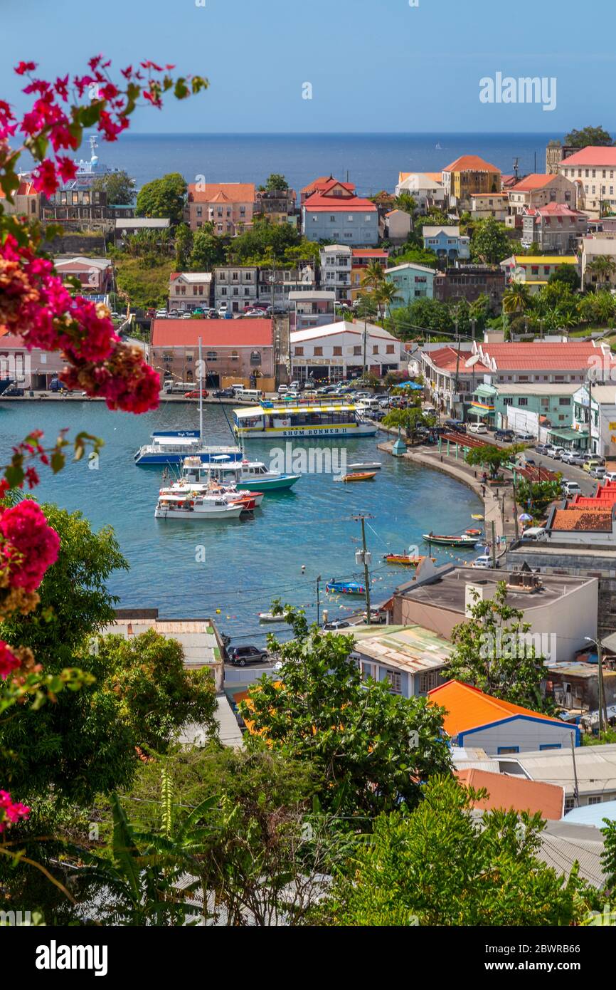 Elevated view of the Carnarge of St Grenada, Windward Islands