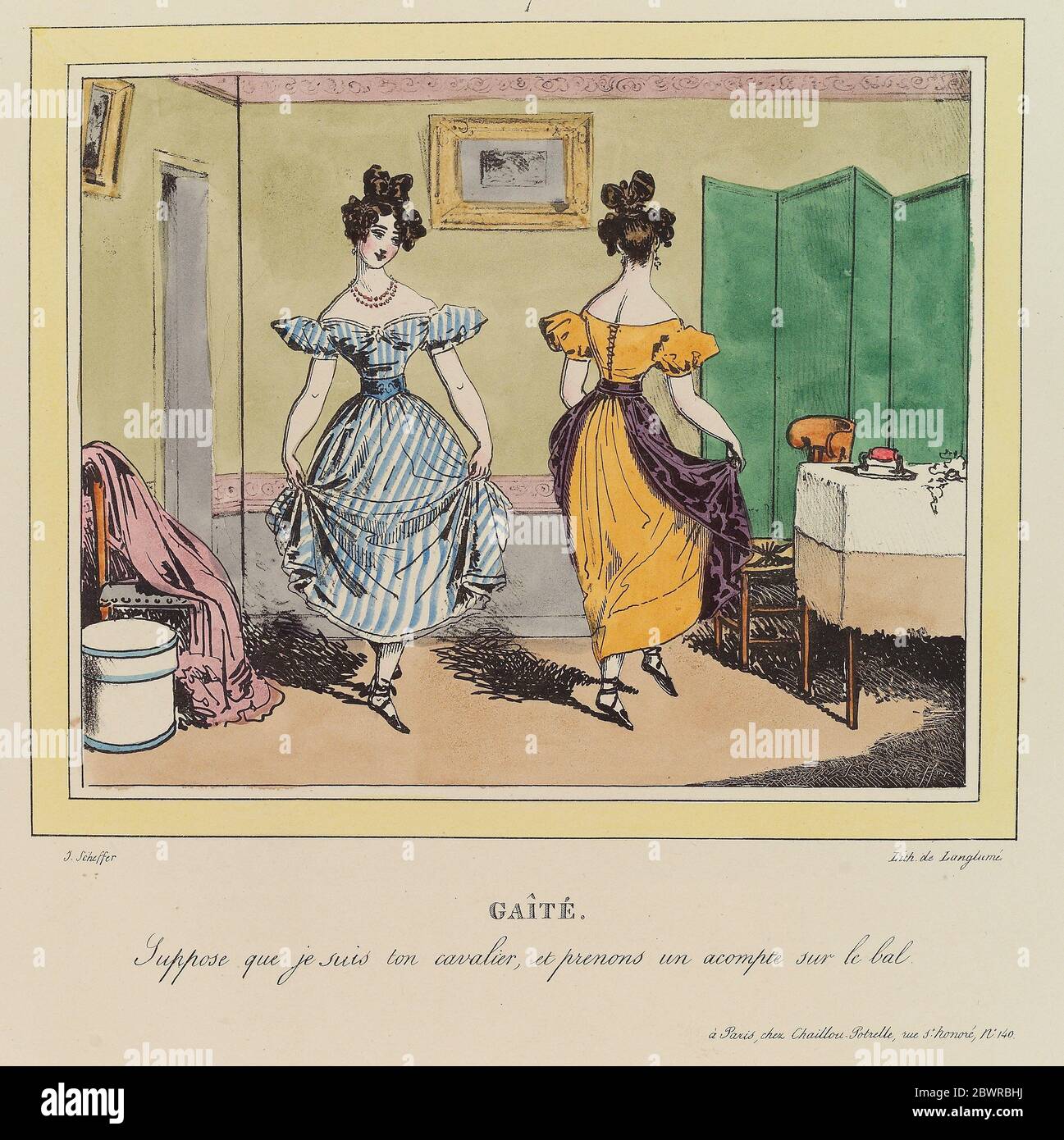 Gaîté, 7, Plate. Scheffer, Jean Gabriel, 1797-1876 (Artist). Expressions of  the most exquisite feelings of our grisettes. Collected and drawn from  Stock Photo - Alamy