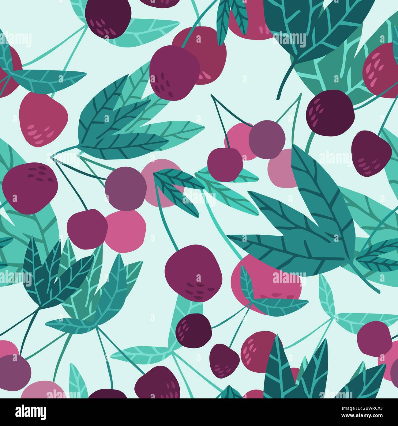 picture Cute Berry Background https www alamy com cute cherry berries and leaves seamless pattern summer fruit berry wallpaper hand drawn cherries on green background design for fabric textile pri image360088795 html