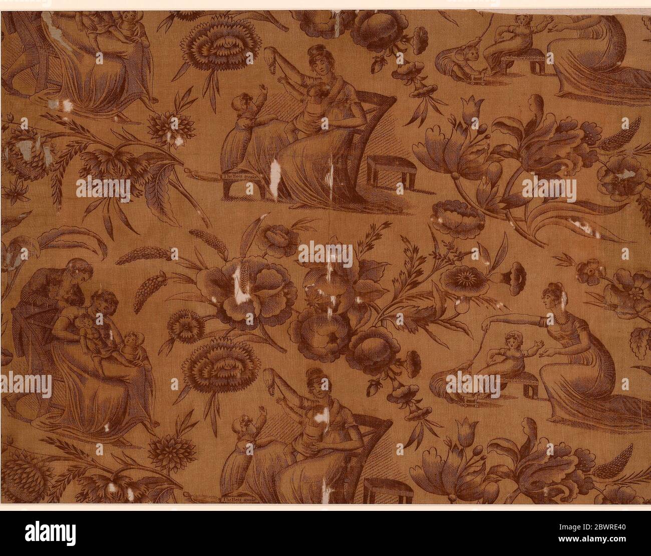 Author: Adam Buck. Panel (Furnishing Fabric) - 1801/25 - Possibly designed by Adam Buck (Irish, 1759'1834) England. Cotton, plain weave; copperplate Stock Photo