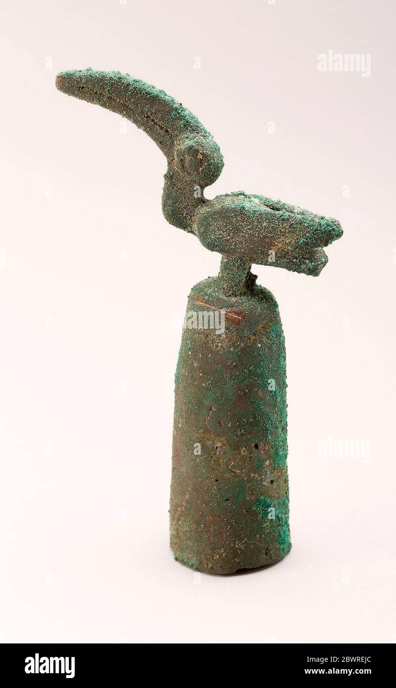 Author: Chim. Finial - A.D. 1100/1470 - Chim North coast, Peru. Bronze. 1100'1470. North Coast. Stock Photo