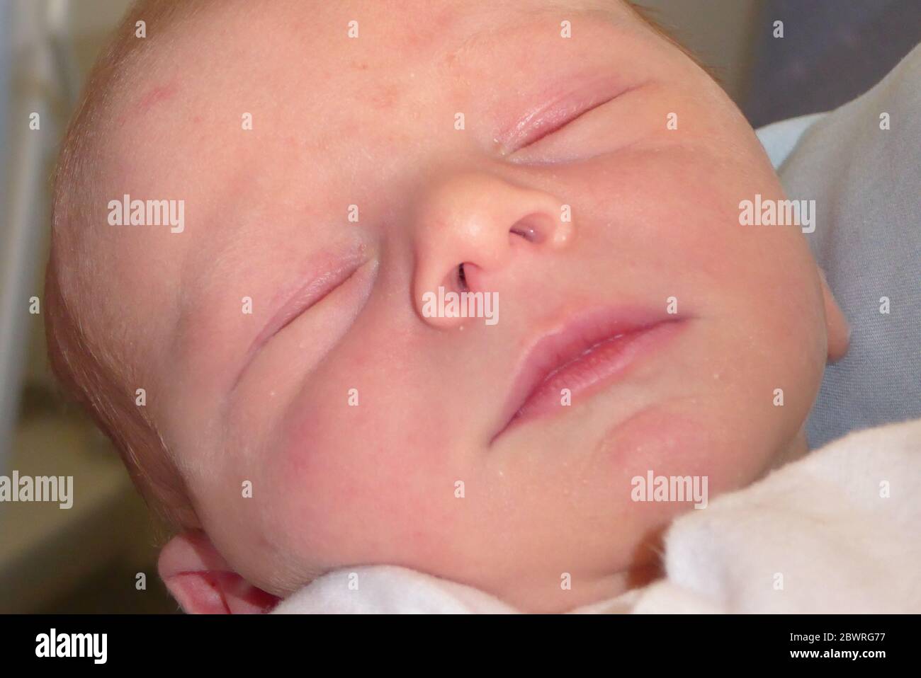 Beautiful newborn baby, about a day old.  MODEL RELEASED Stock Photo