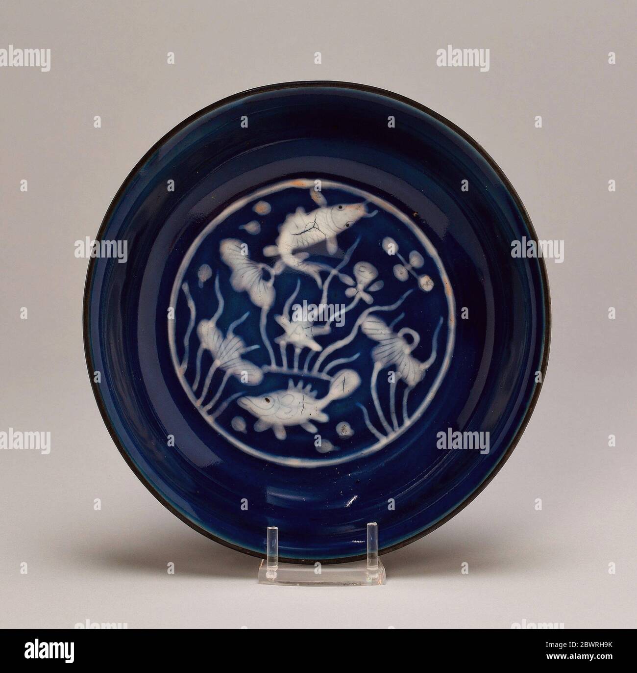 Dish with Fish Swimming in Lotus Pond - Ming dynasty (1368'1644), Wanli  reign mark and period (1573'1620) - China. Porcelain painted in underglaze  Stock Photo - Alamy