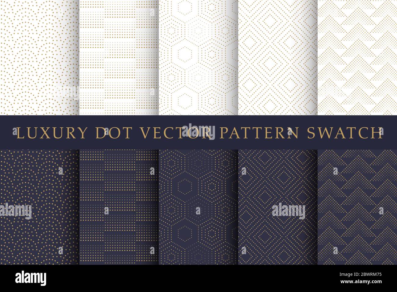 Golden luxury dot vector pattern swatch set Stock Vector