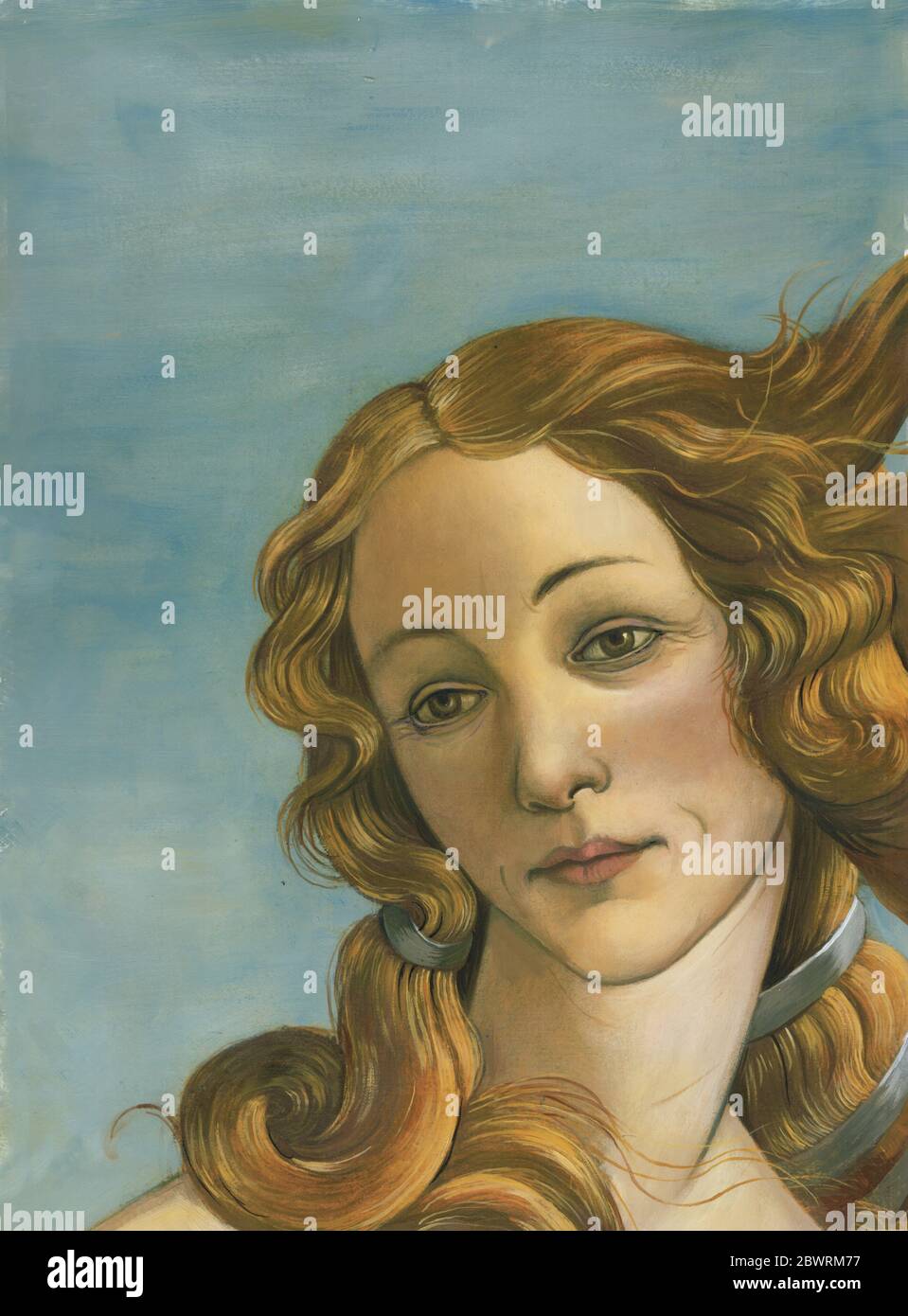 Close-up of Venus head from Botticelli's The Birth of Venus by Bob Venables Stock Photo