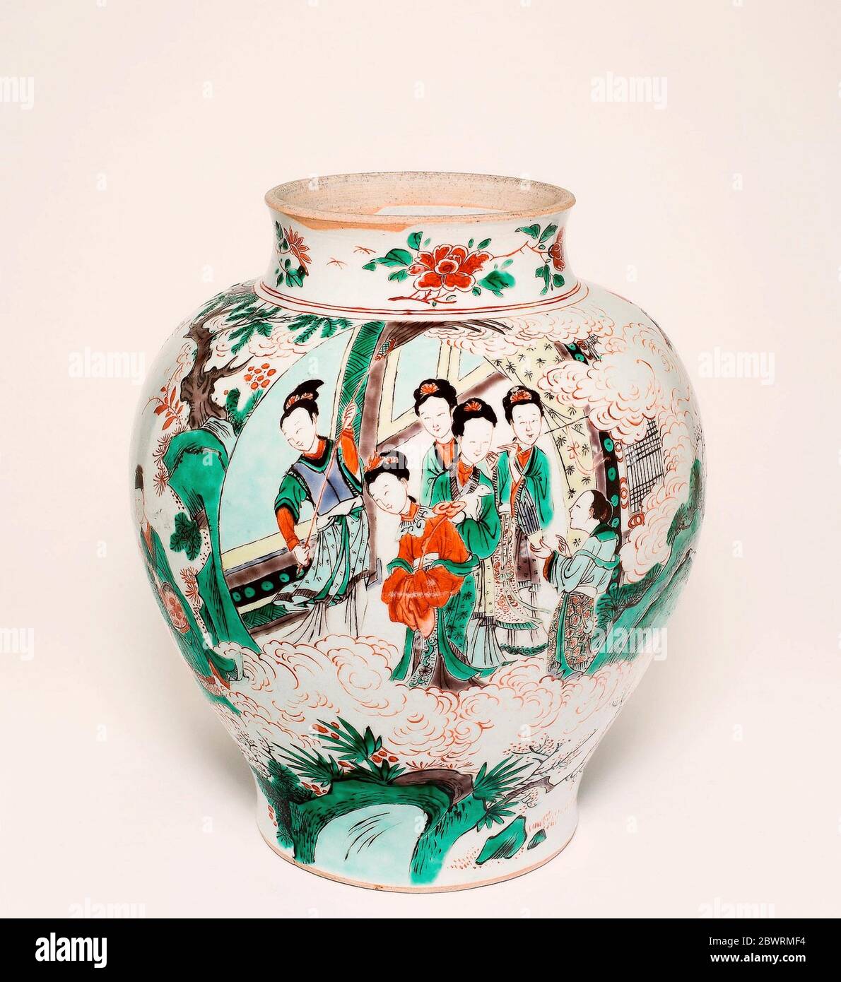 Jar with Figural Scenes and Poem Describing the Osmanthus and Moon - Qing dynasty (1644'1911), Shunzhi period (1644'1661), dated 1646, with later Stock Photo