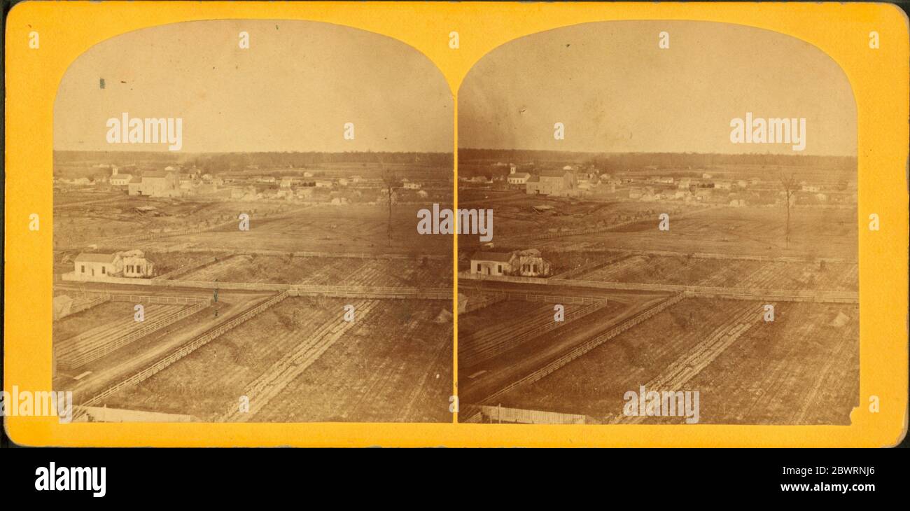 General view of Hope, Indiana, farm with plowed fields in the