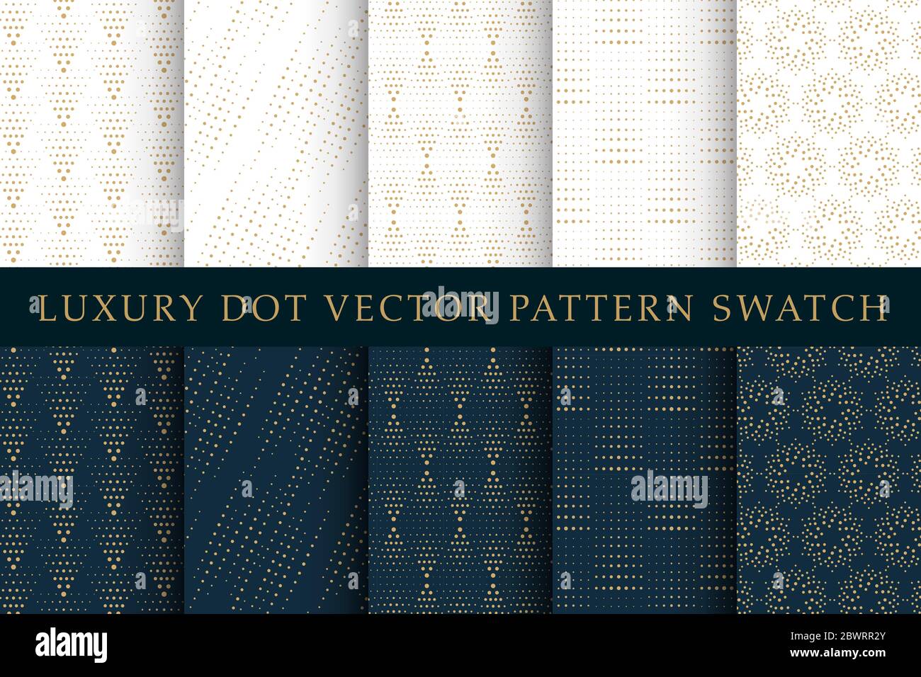 Golden luxury dot vector pattern swatch set Stock Vector