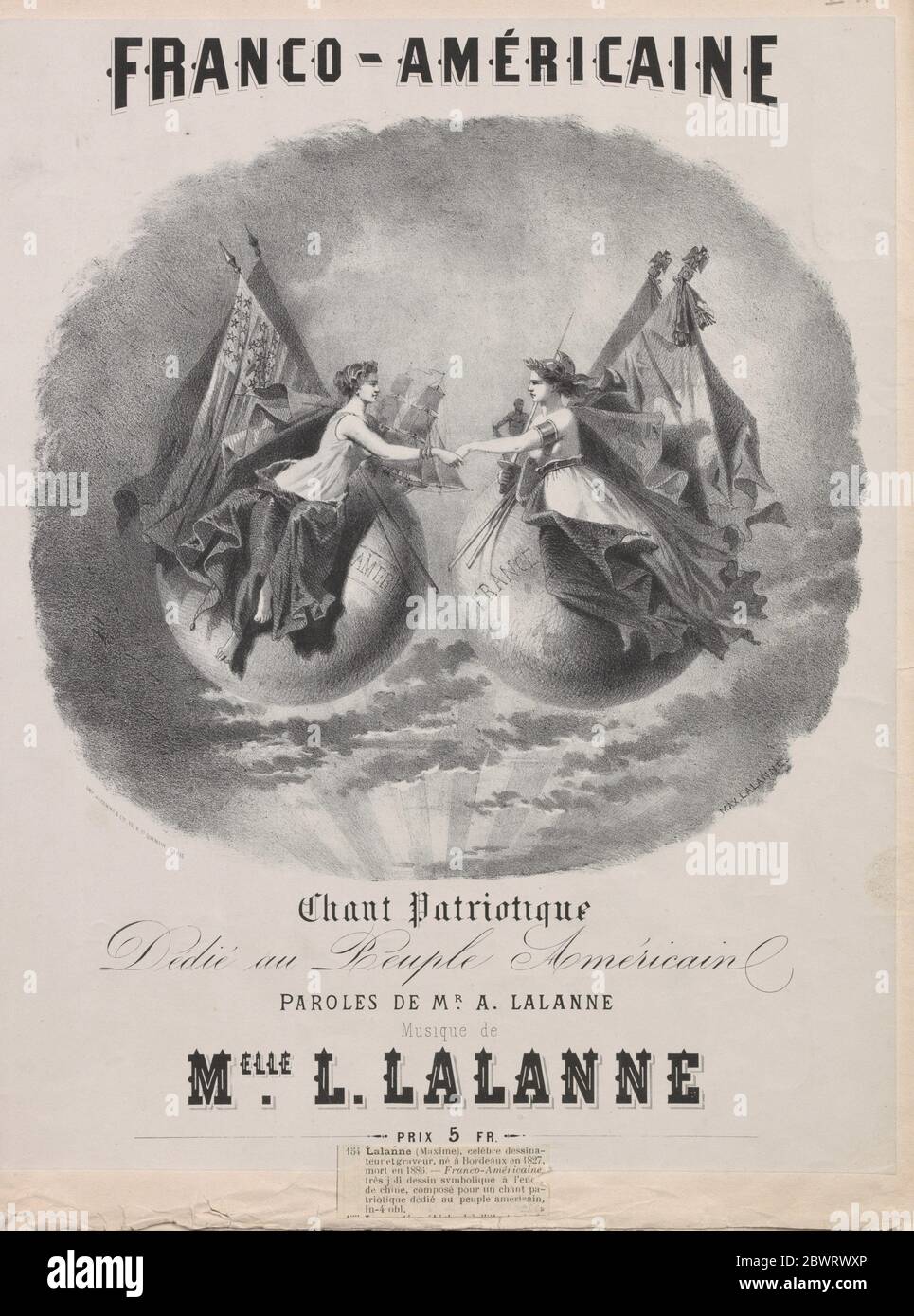 Franco-américaine : chant patriotique. Avery, Samuel Putnam, 1822-1904 (Collector) Lalanne, Maxime (1827-1886) (Artist) Lalanne, Antoine (Lyricist). Stock Photo