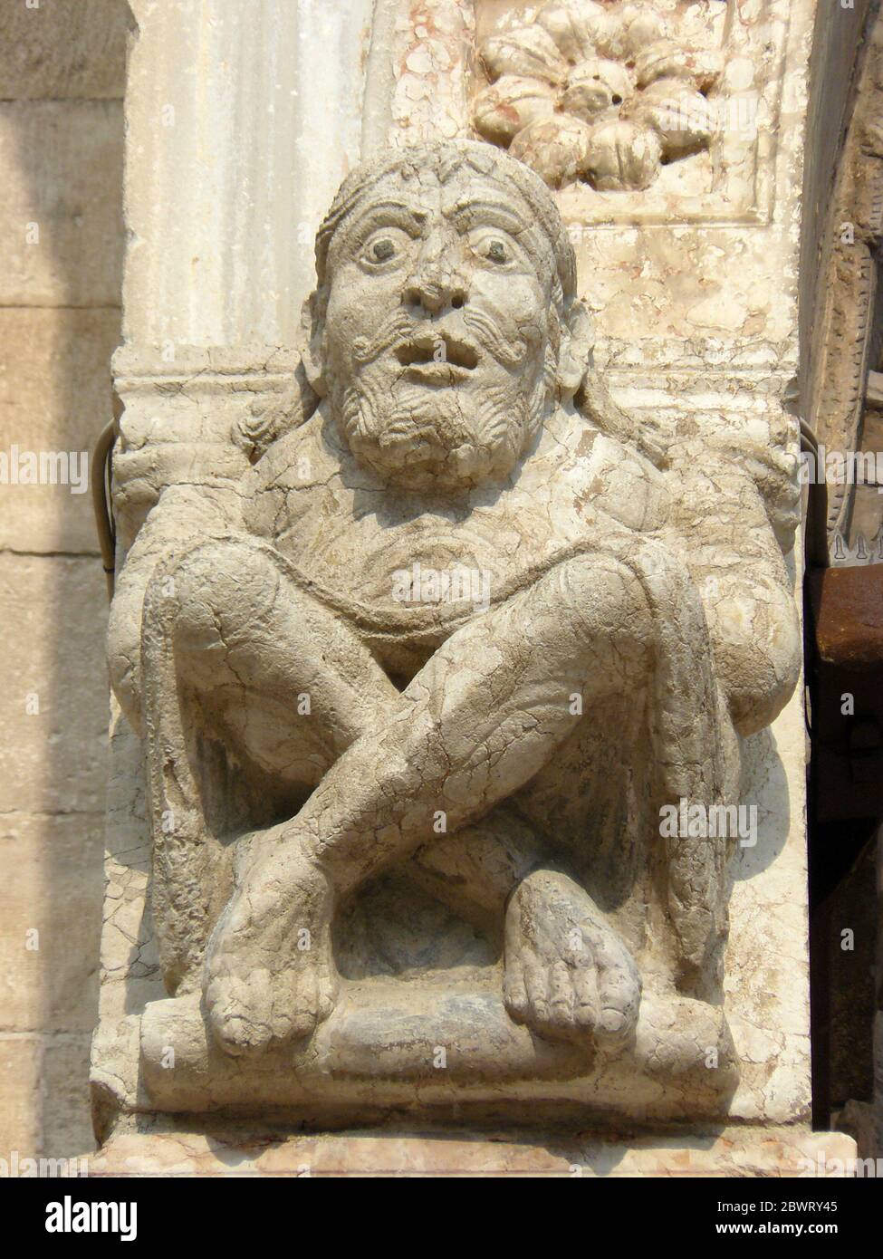 Verona (Italy). Architectural detail on exterior column of the Basilica