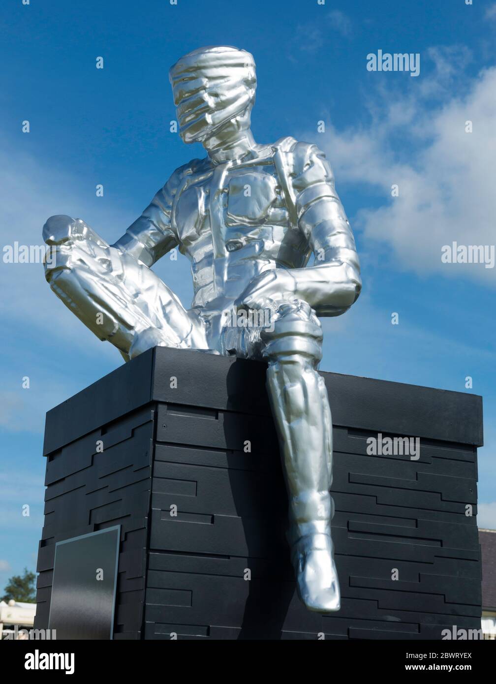 The Steel Man, a 2m maquette for a proposed landmark sculpture by Steve Medhi on display at the Great Yorkshire Show Stock Photo
