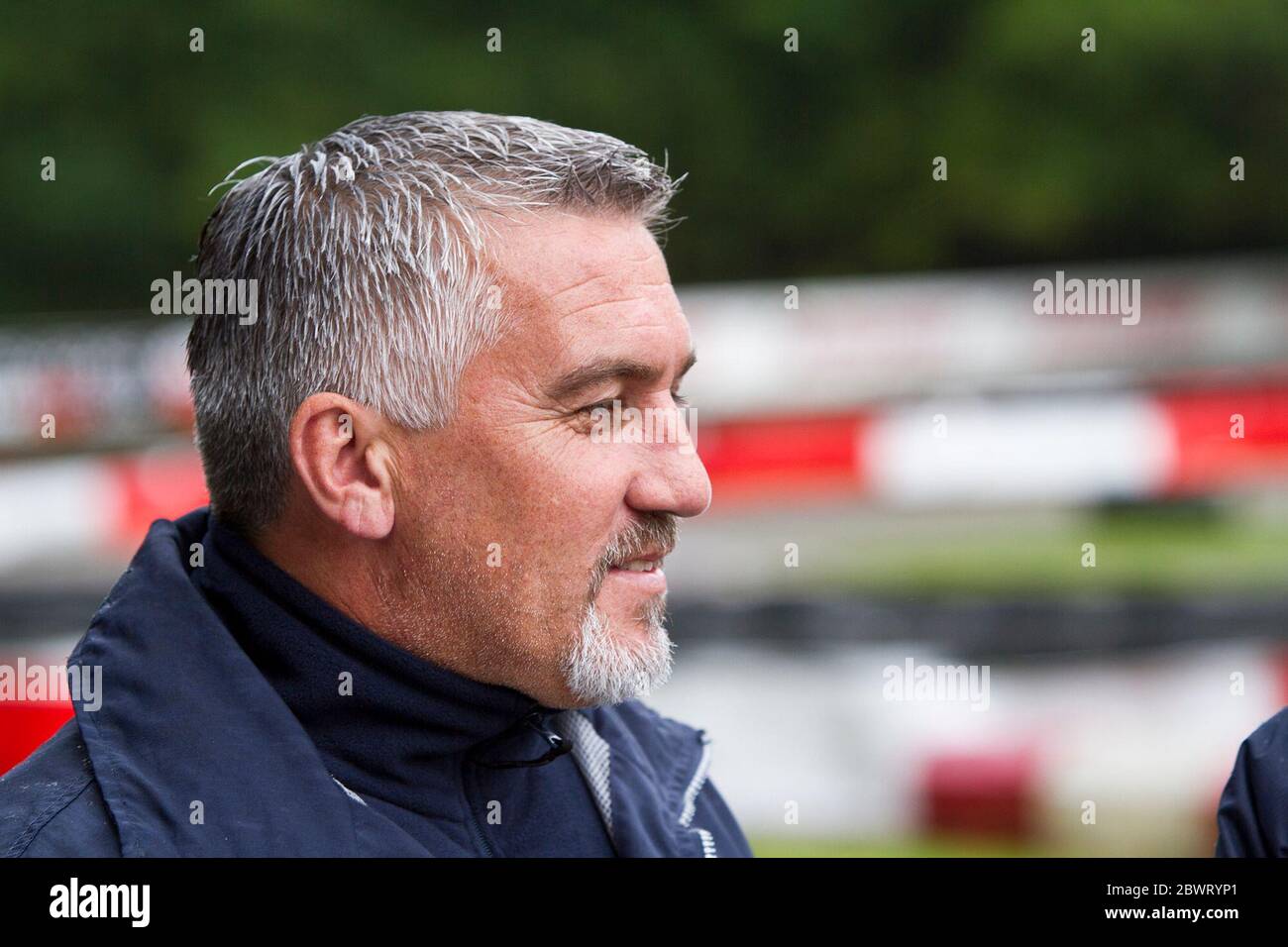 BBC Television's 'Great British Bake Off' star Paul Hollywood opens this year's Henry Surtees Challenge at Buckmore Park, Kent, United Kingdom. 08.10.2014 Stock Photo