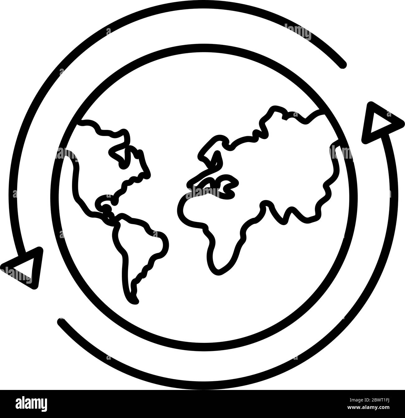 world planet with arrows around line style Stock Vector Image & Art - Alamy