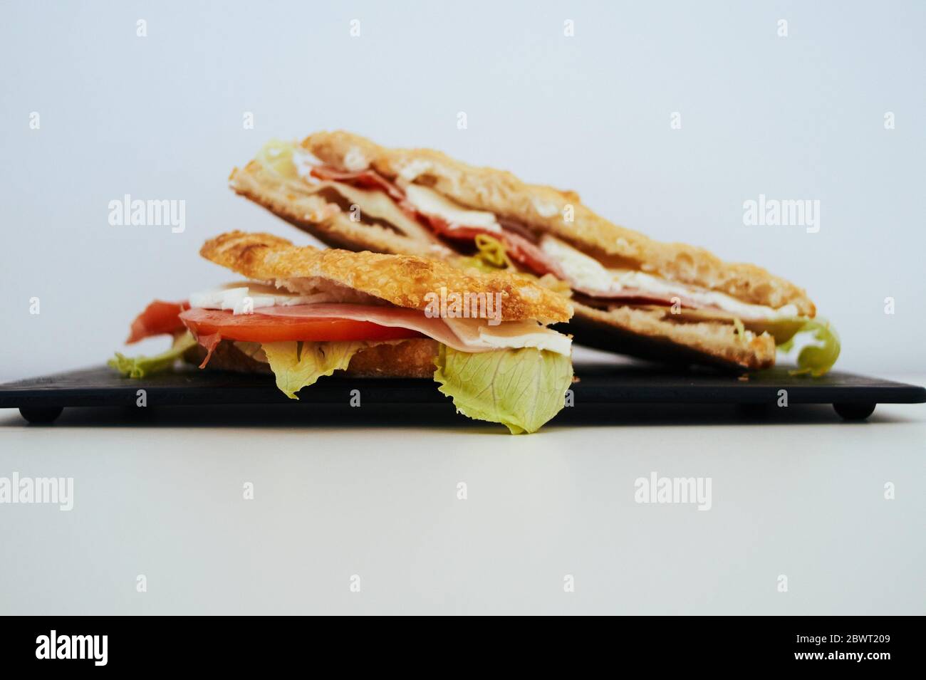 vegetable tomato, ham, cheese and lettuce sandwich Stock Photo