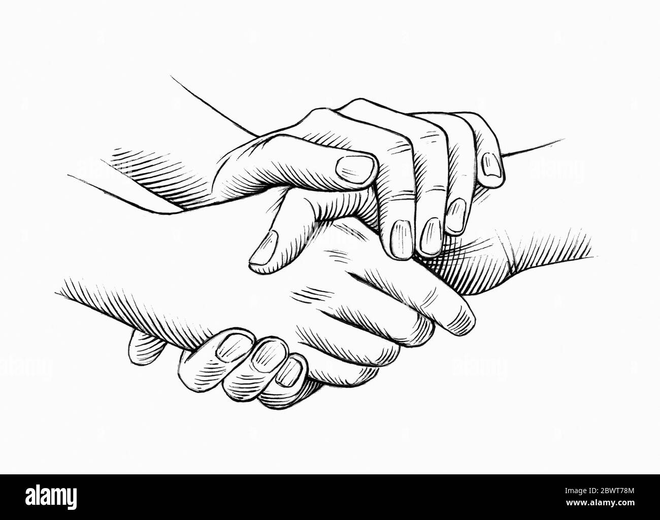 Close up of double handed handshake Stock Photo
