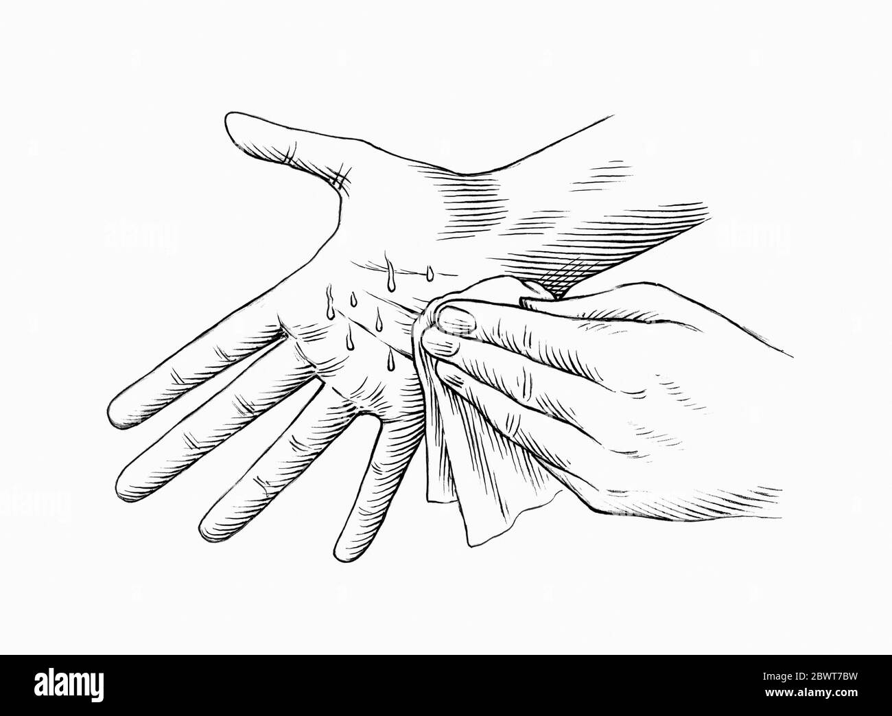 Hand wiping sweaty palm Stock Photo