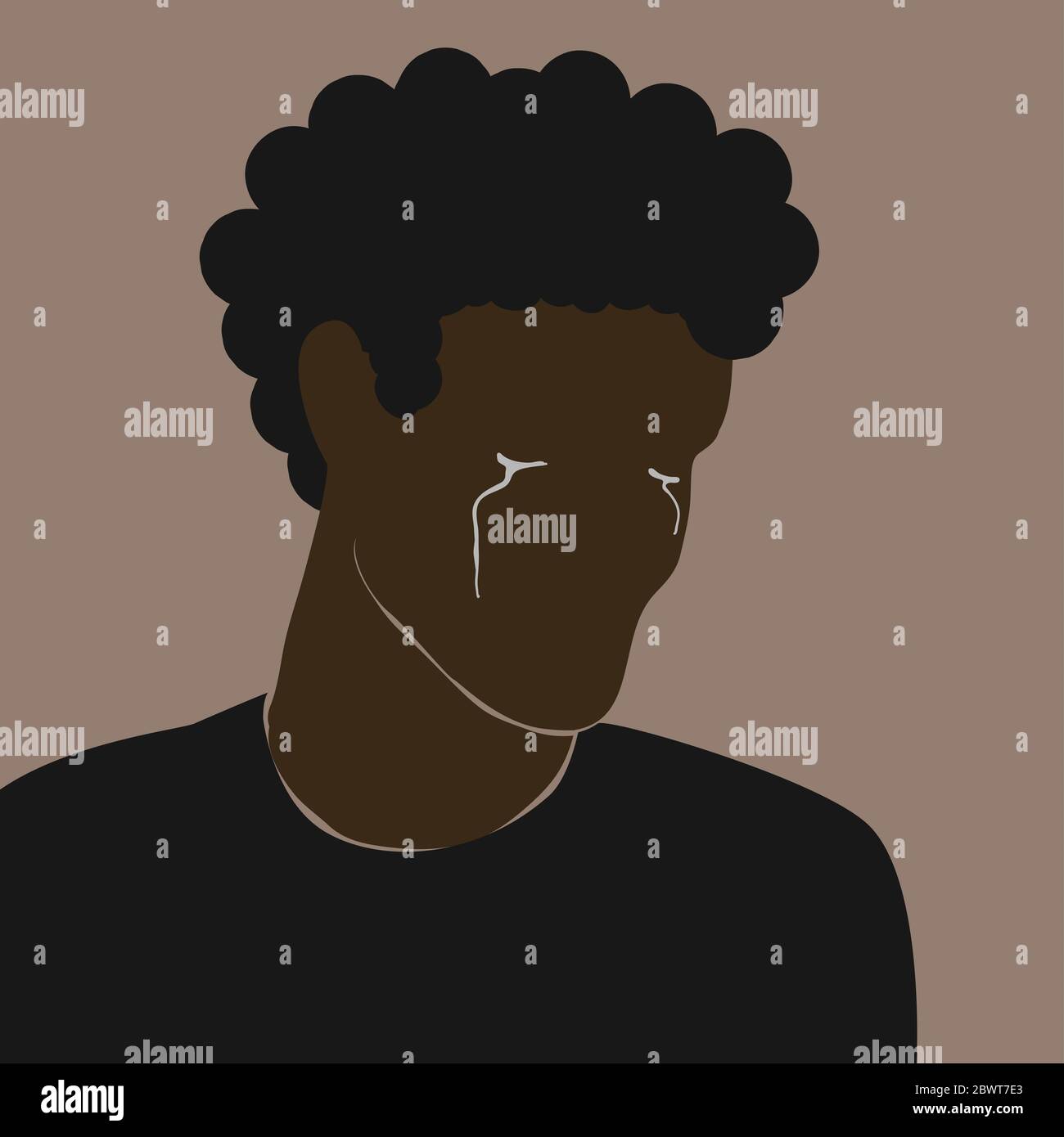 Black Man Crying Tears On Face Of African American Character Modern Vector In Flat Style Time Stop Racism Concept Pain From Injustice Killing Bla Stock Photo Alamy
