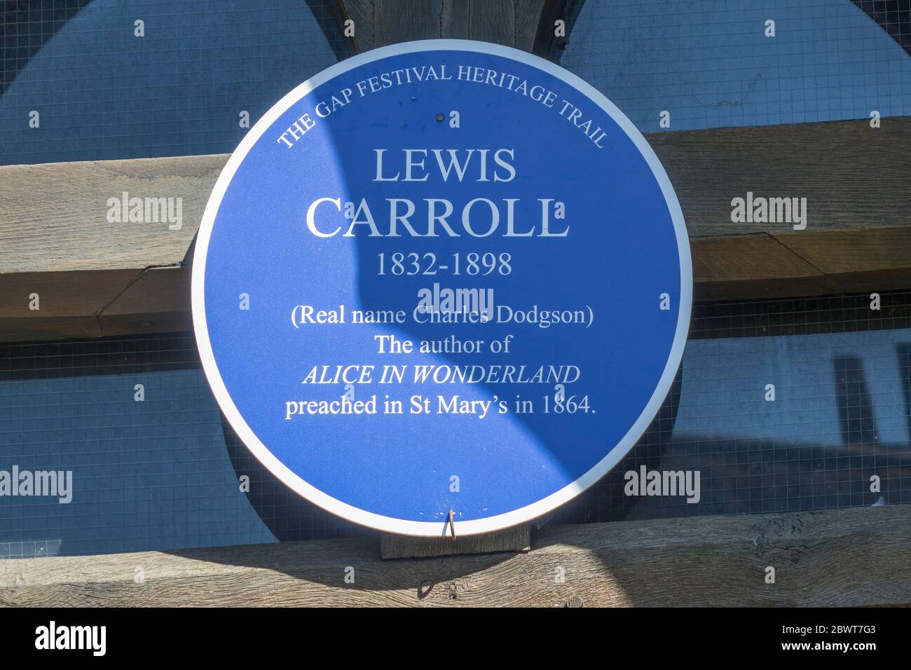 England, Berkshire, Streatley, St.Mary's church, Lewis Carroll blue plaque Stock Photo