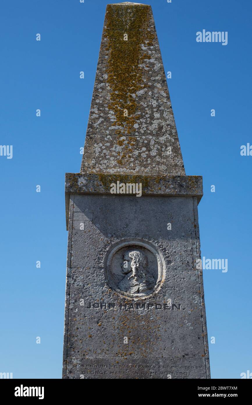 England, Oxfordshire, Chalgrove, Battle memorial to John Hampden Stock Photo