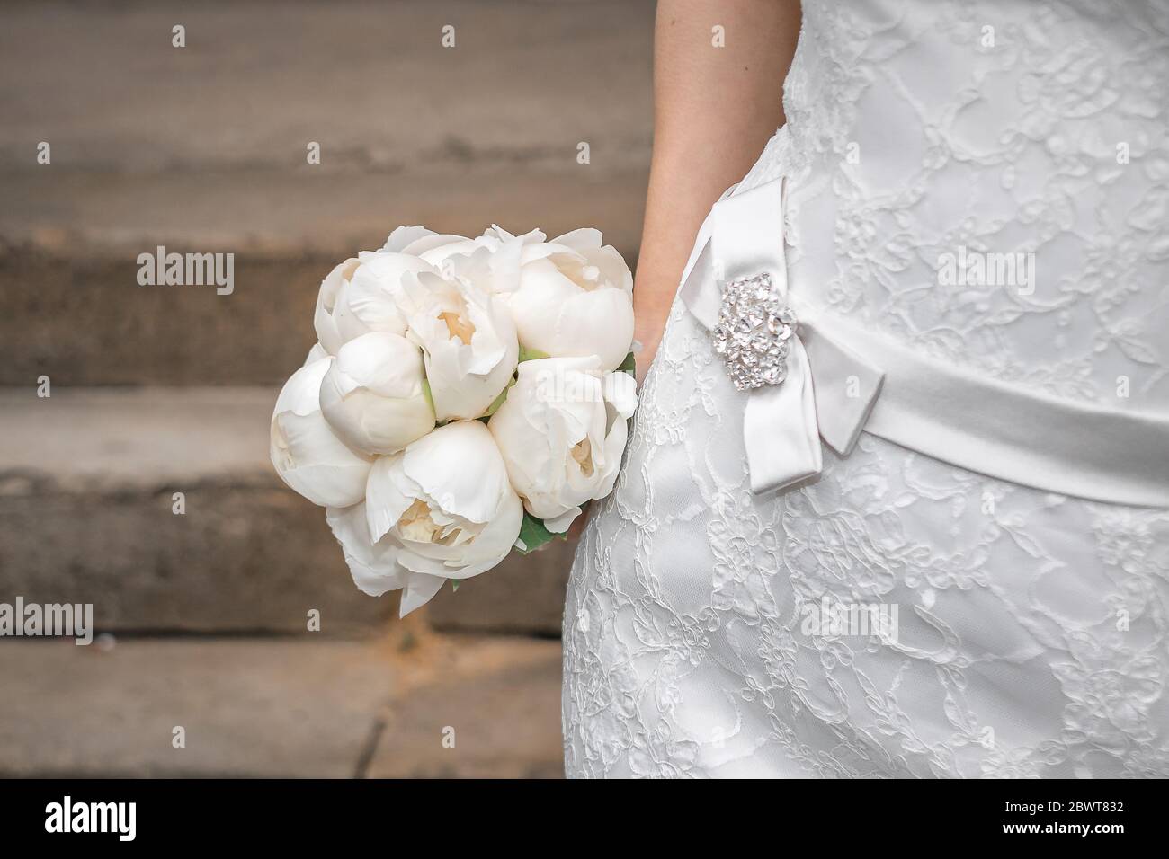 bridal bouquet of white peonies Stock Photo - Alamy