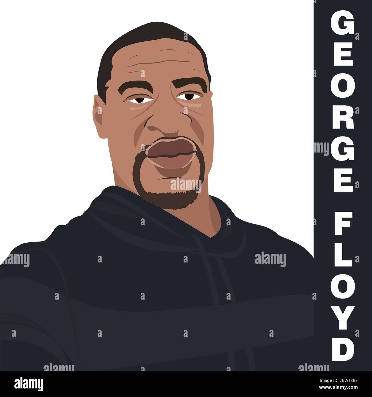 May 25, 2020: Vector illustration of George Floyd in flat style art on an isolated white background Stock Vector