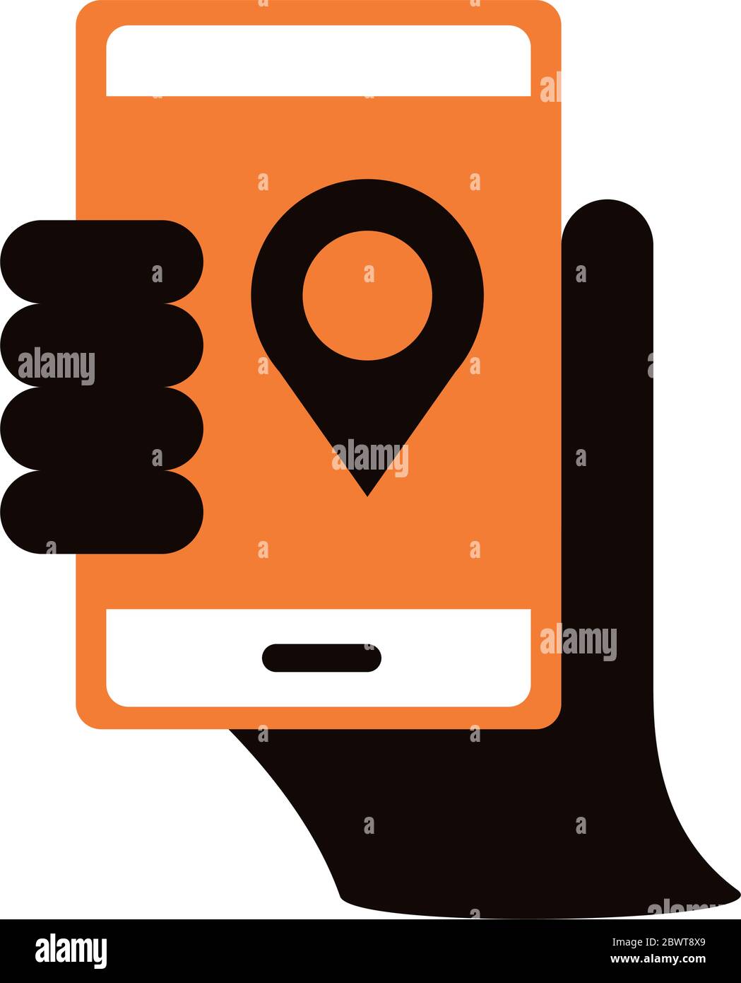 smartphone with pin location silhouette style icon Stock Vector Image ...