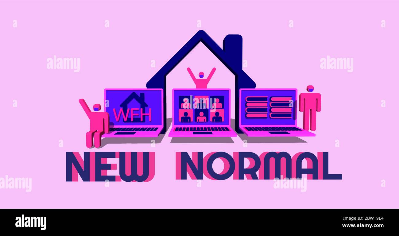 New normal lifestyle concept. After Outbreak . After the Corona virus or Covid -19 causing the way of life of humans to change to new normal. Stock Vector