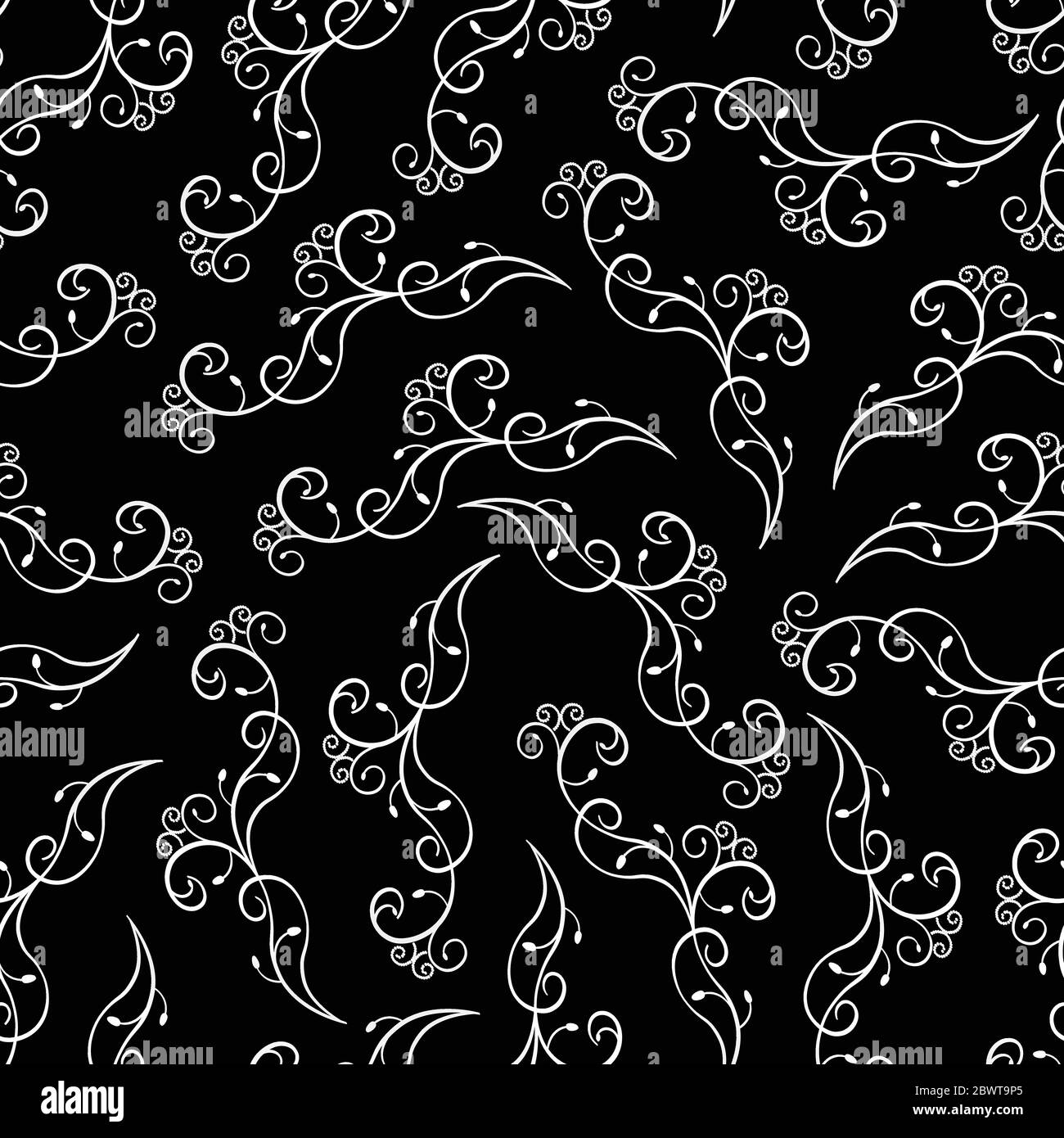 Floral black and white seamless pattern. Stock Vector
