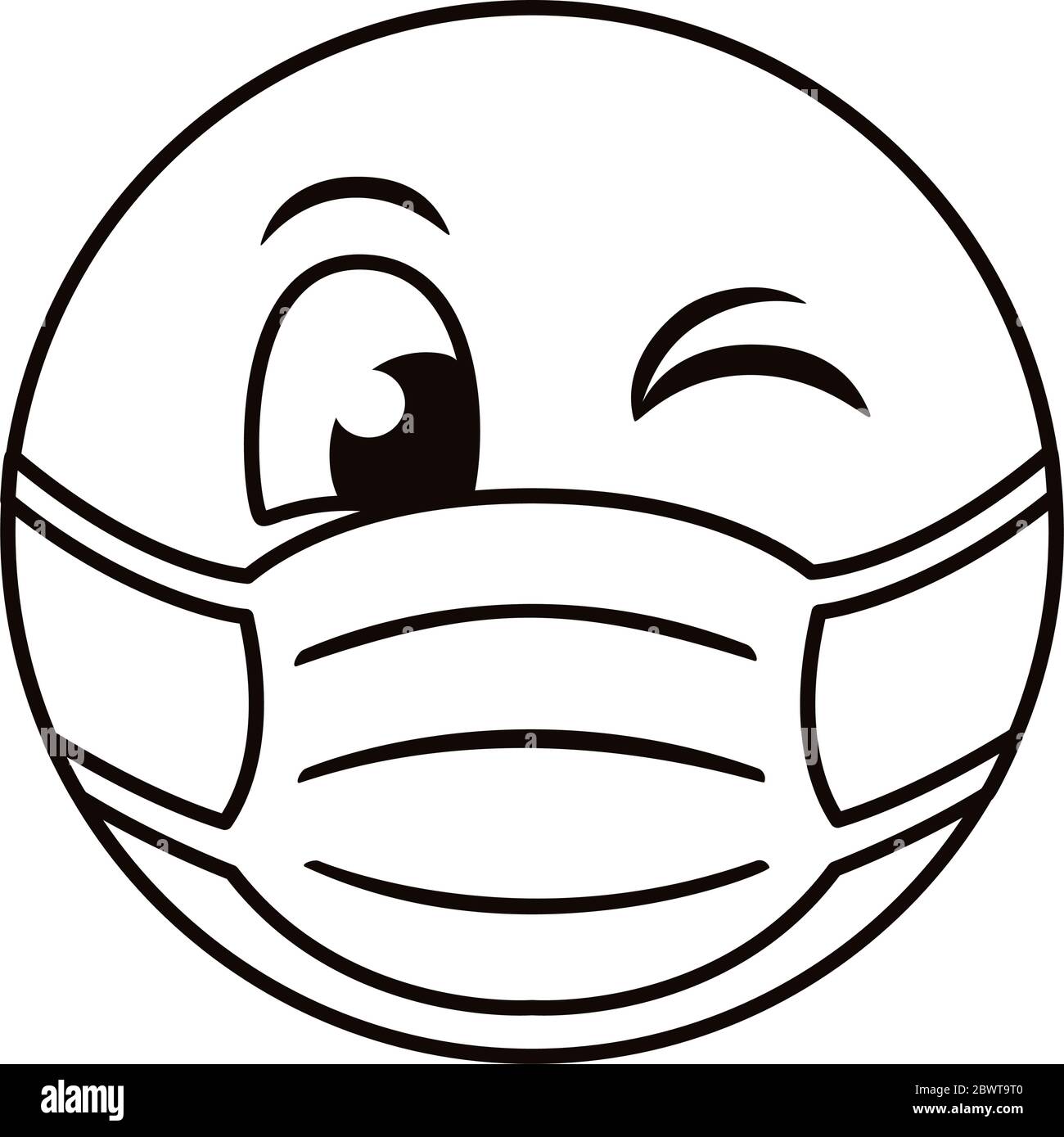 emoji wearing medical mask line style Stock Vector Image & Art - Alamy