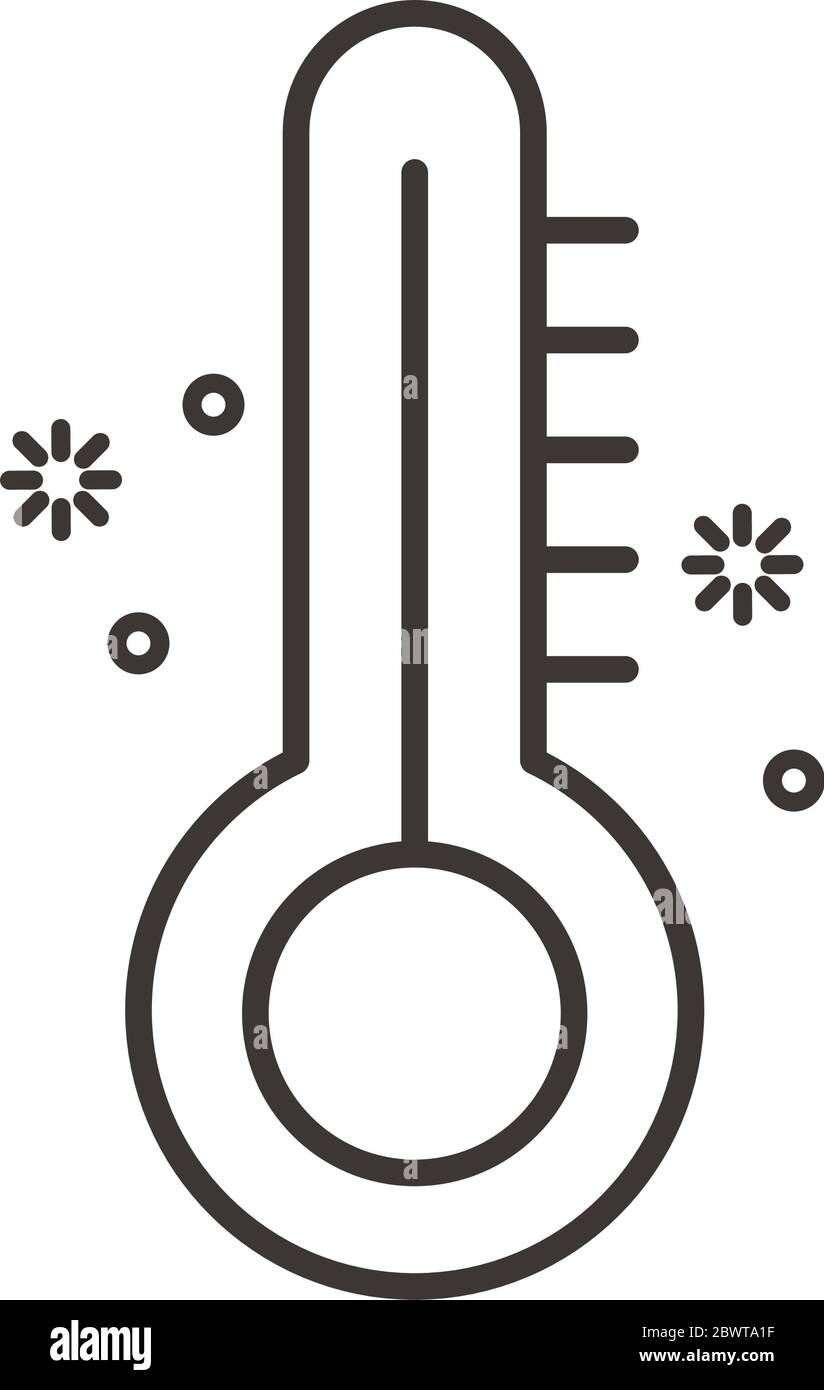 thermometer temperature measure with covid19 line style Stock Vector ...