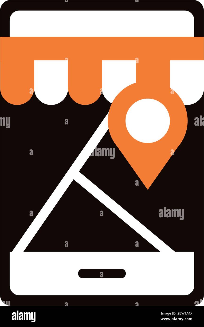 smartphone with pin location silhouette style icon Stock Vector Image ...