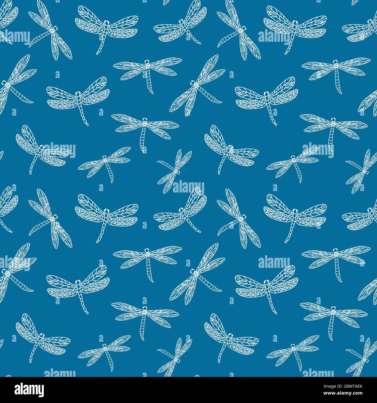 Seamless blue pattern with hand drawn dragonflies Stock Vector Image ...
