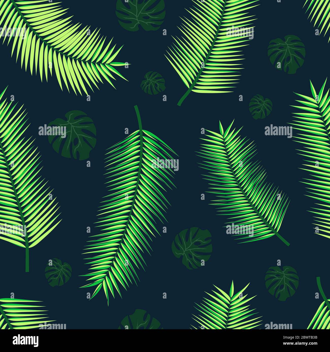 Vector floral pattern with green palm leaves Stock Vector Image & Art ...
