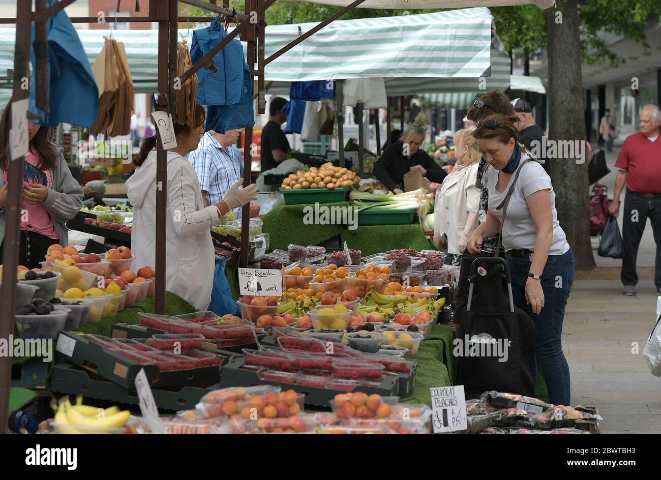 Romford 3rd June 2020. Romford market reopens for the first time since