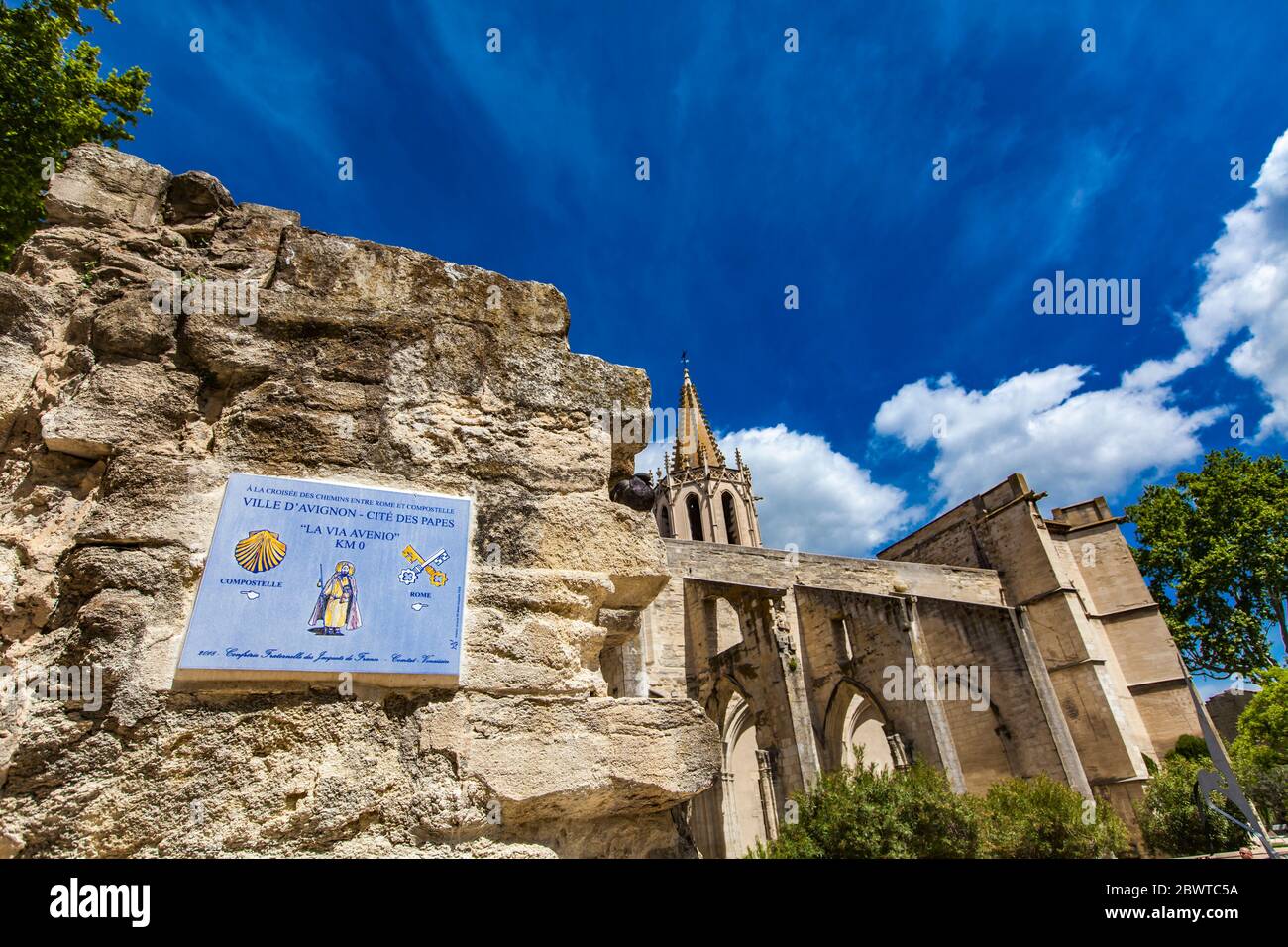 AVIGNON, FRANCE - APRIL 28, 2019: St Martial Temple in Avignon, France. Building of temple became in 1378 under Cardinal Pierre de Cros. Stock Photo