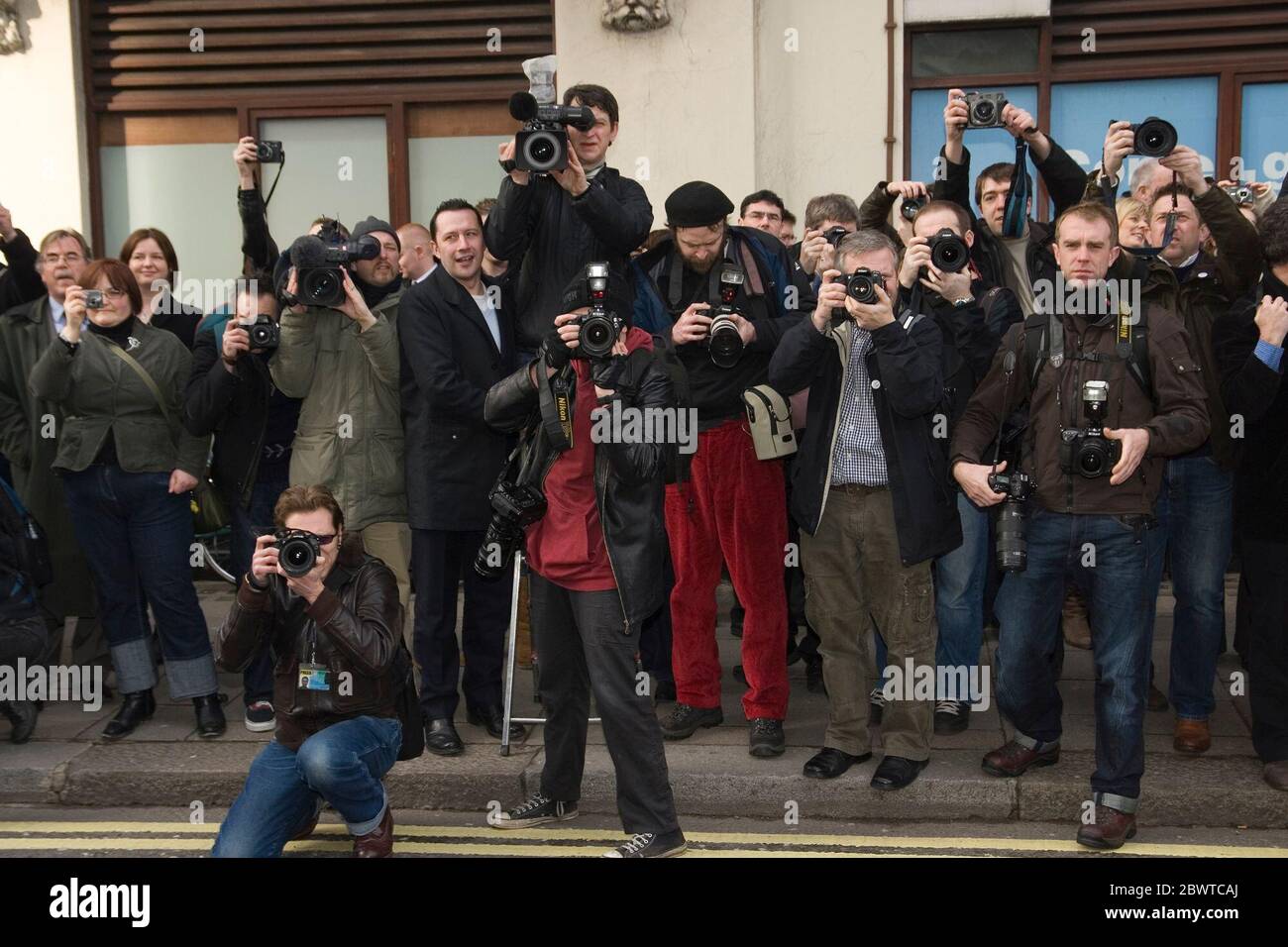 photographers demonstrate outside New Scotland Yard in London over new anti terror legislation Stock Photo
