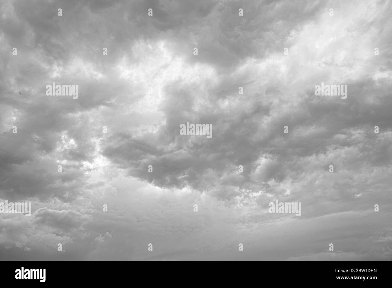 Beautiful fluffy clouds in sky Black and White Stock Photos & Images ...