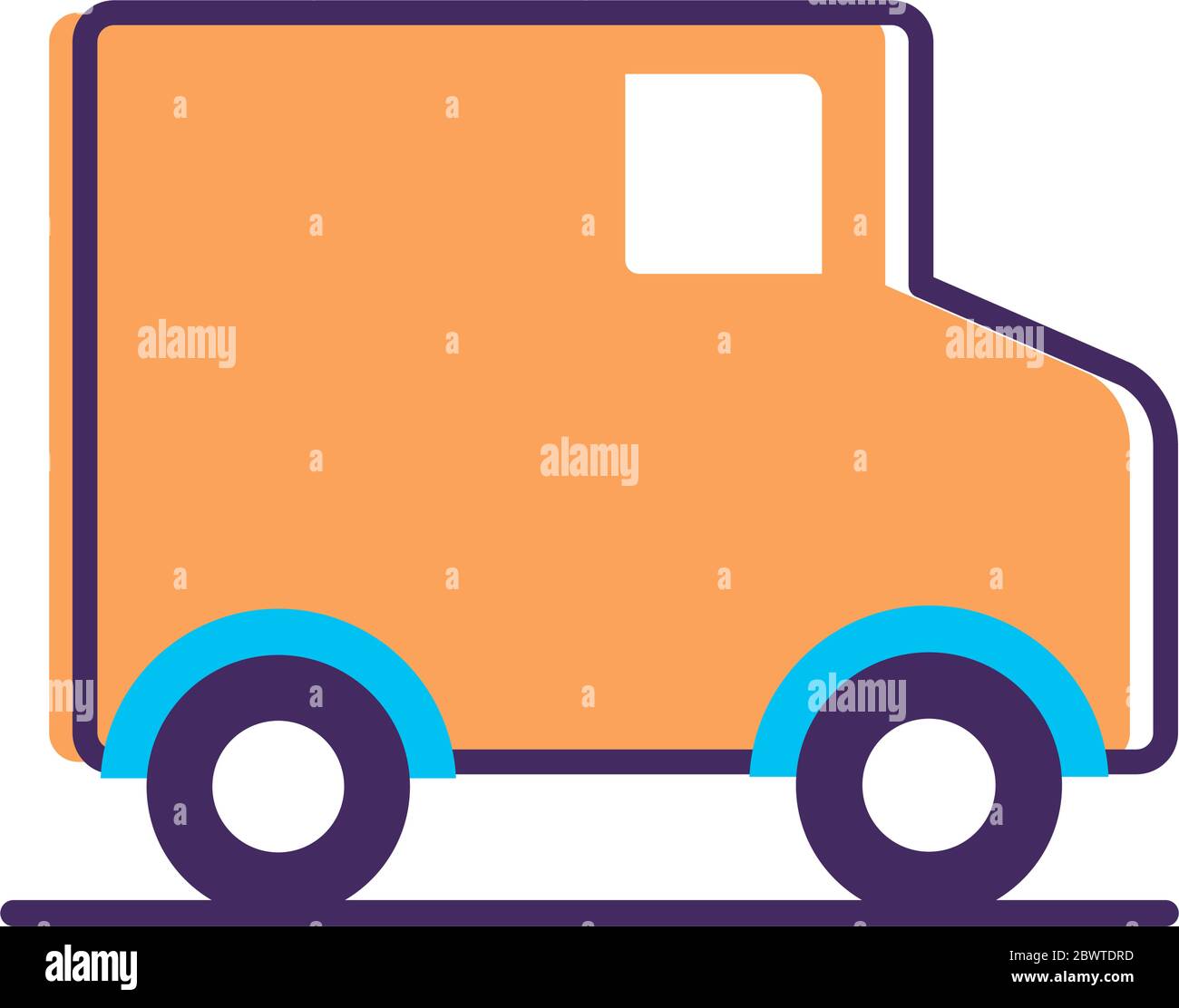 van delivery service line and fill style icon Stock Vector