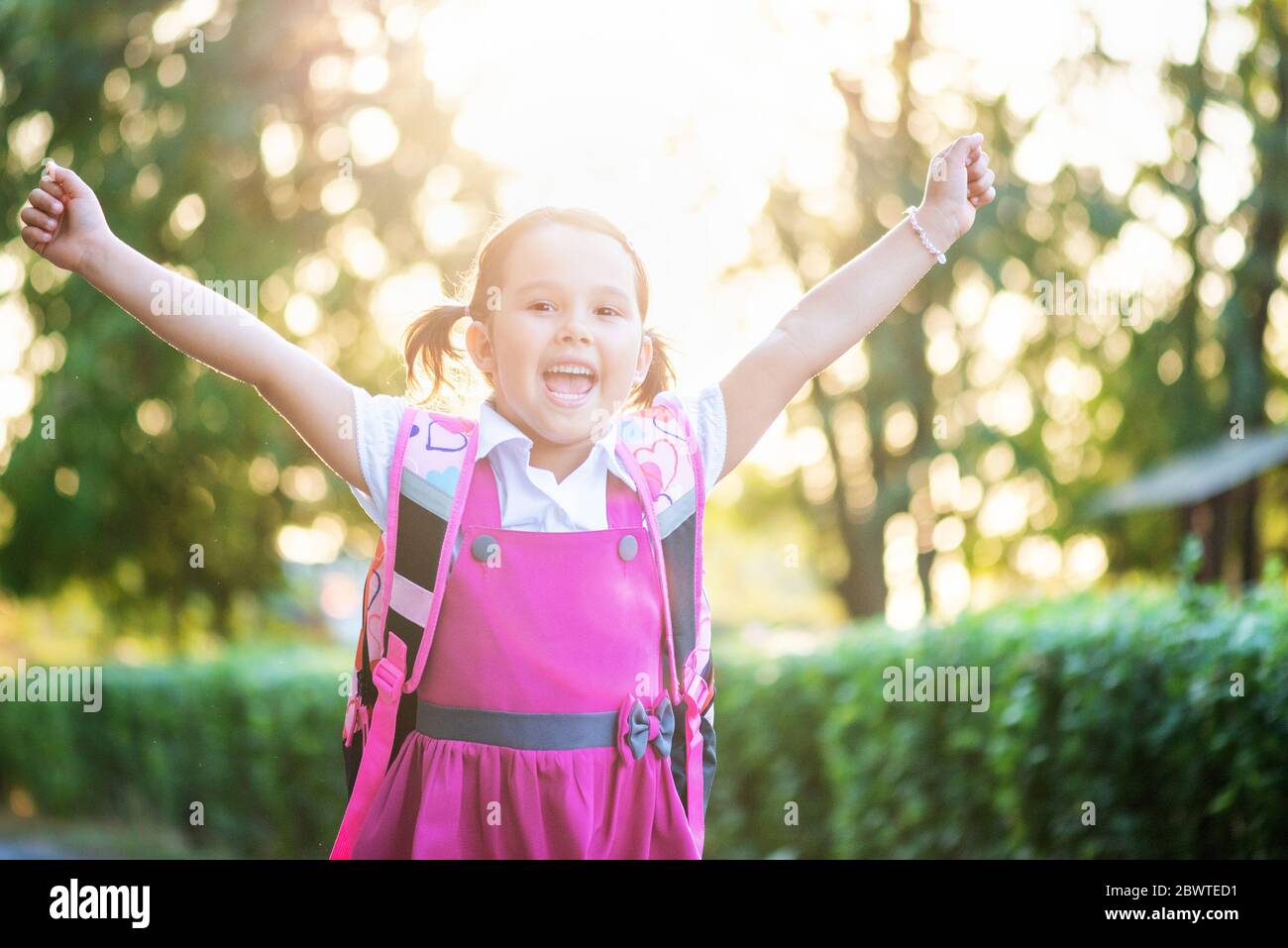 Portrait of happy school girl Stock Photo