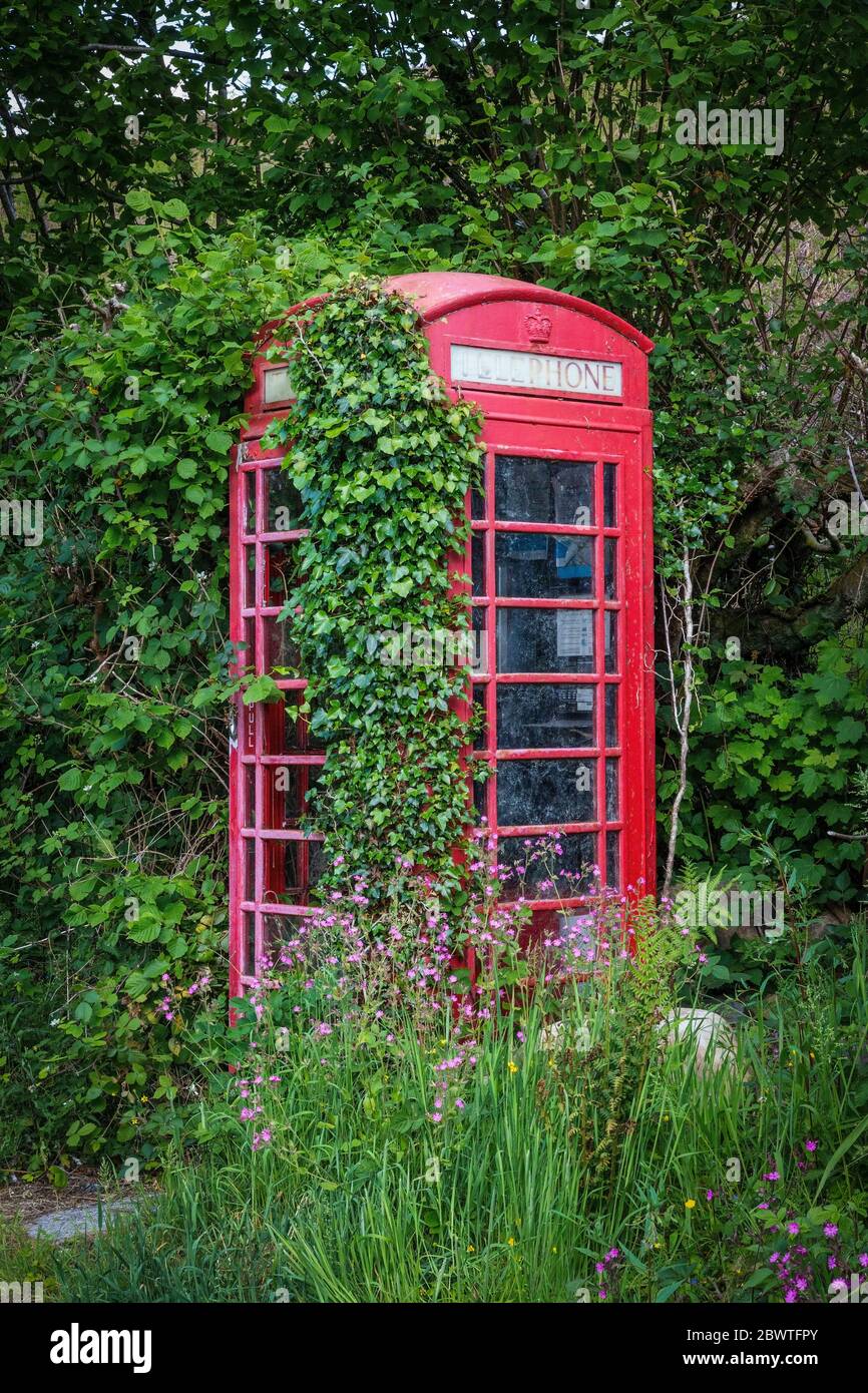 Abandoned British phone booth Stock Photo