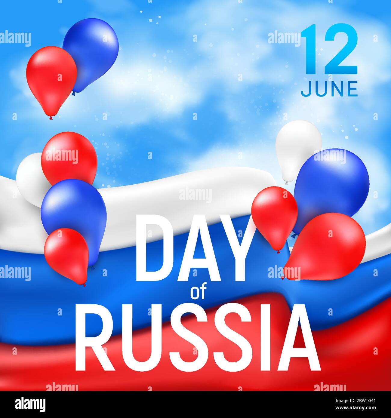 Greetings Banner Or Poster For The National Russian Holiday Independence Day Vector Illustration With The Waving Tricolor Flag And Multicolored Ballo Stock Vector Image Art Alamy