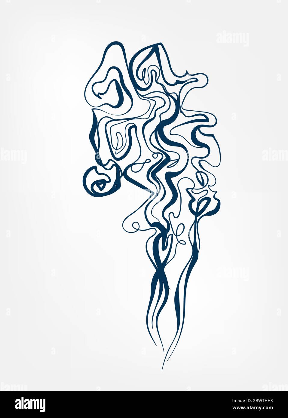 smoke line art sketch outline isolated design element cosmetics Stock ...