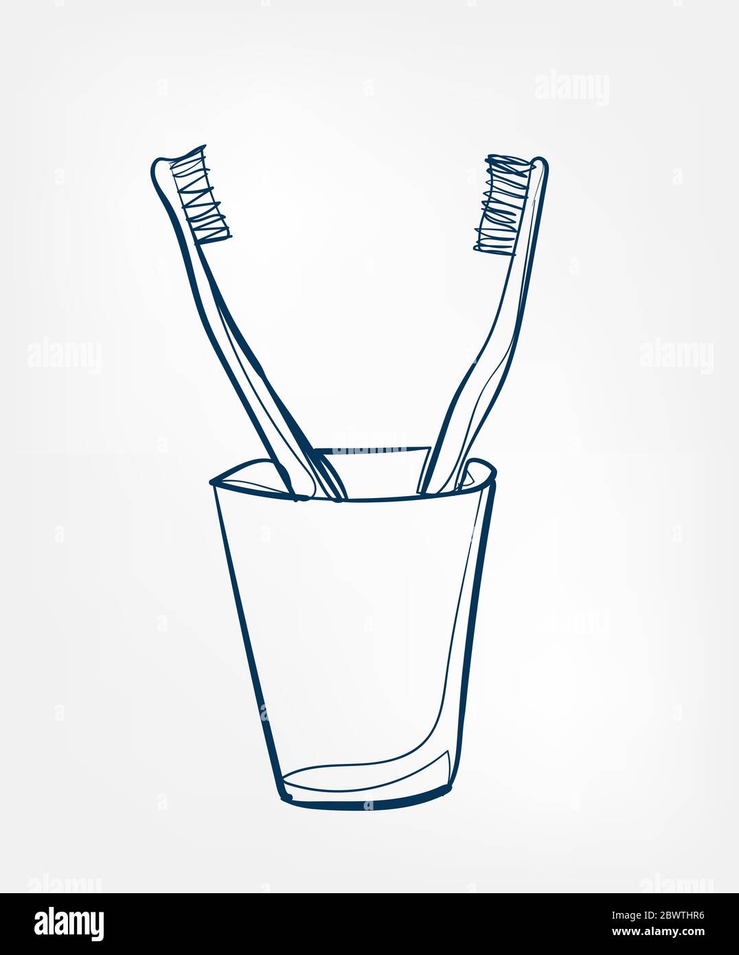 toothbrush line vector clip art isolated Stock Vector