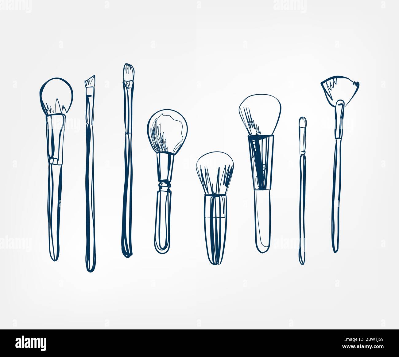 makeup brushes line vector clip art isolated Stock Vector Image & Art