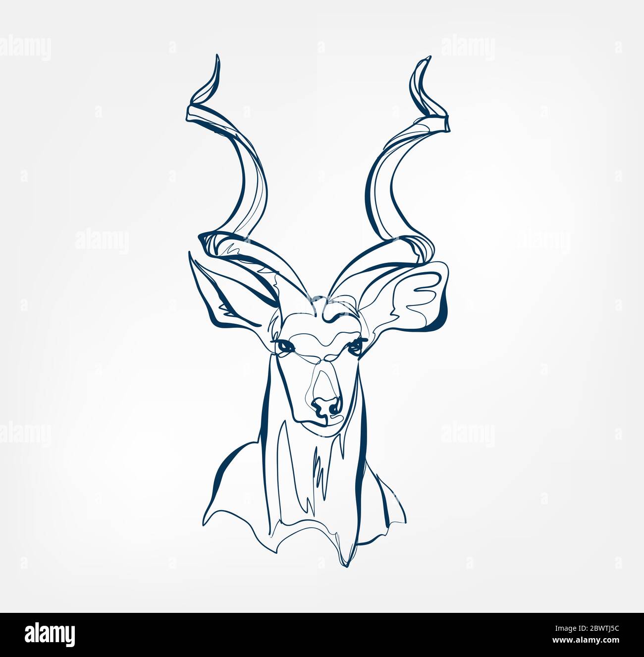 antelope vector animal wild one line Stock Vector