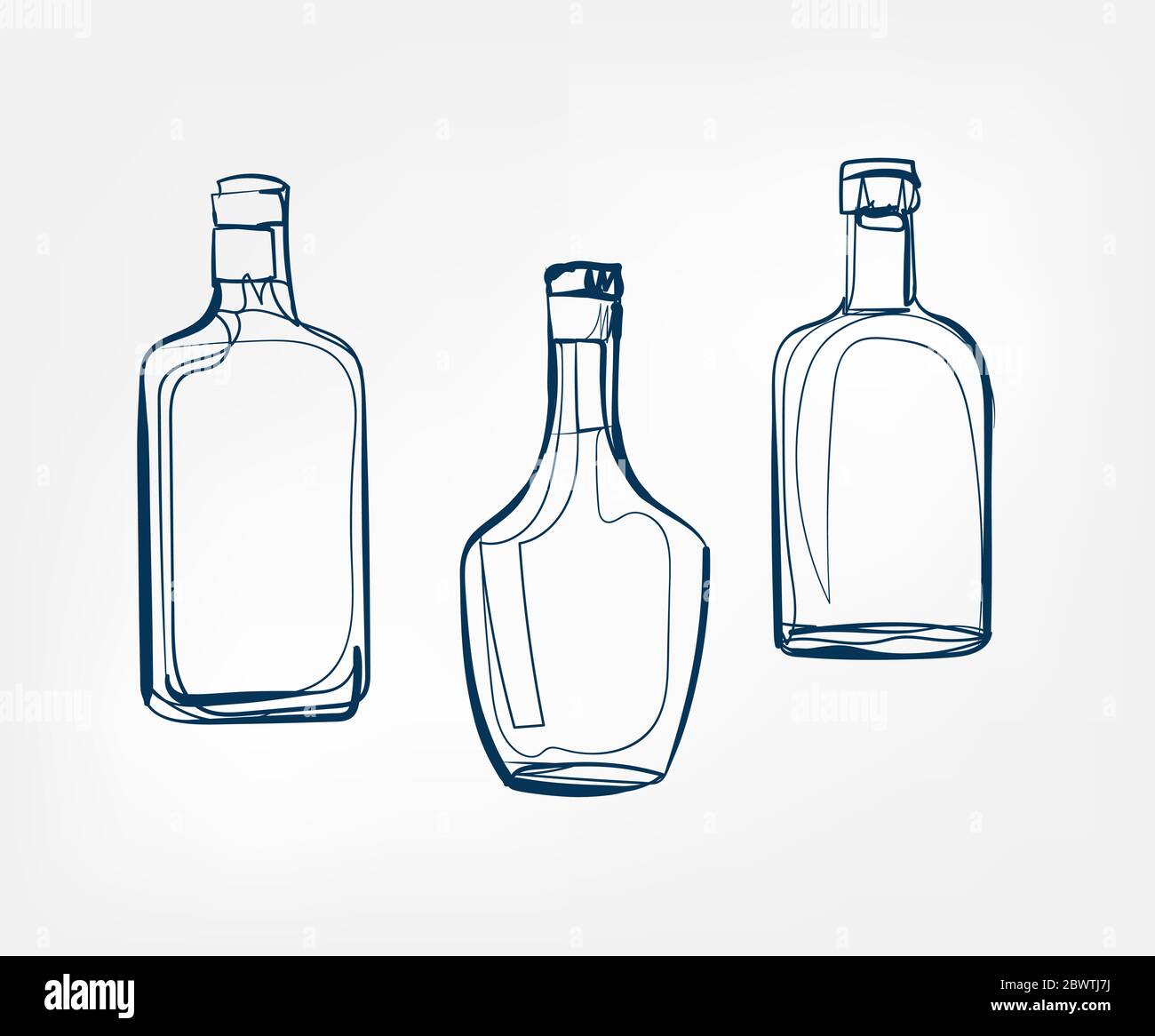 alcohol bottles vector one line art drink isolated Stock Vector