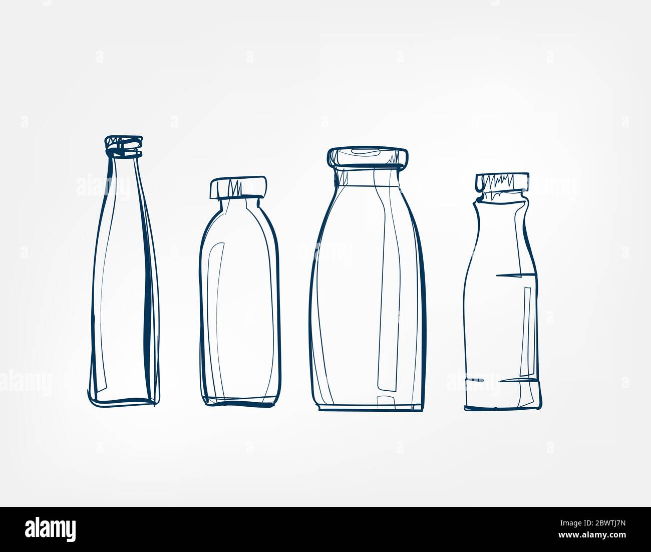 bottles vector one line art drink isolated Stock Vector